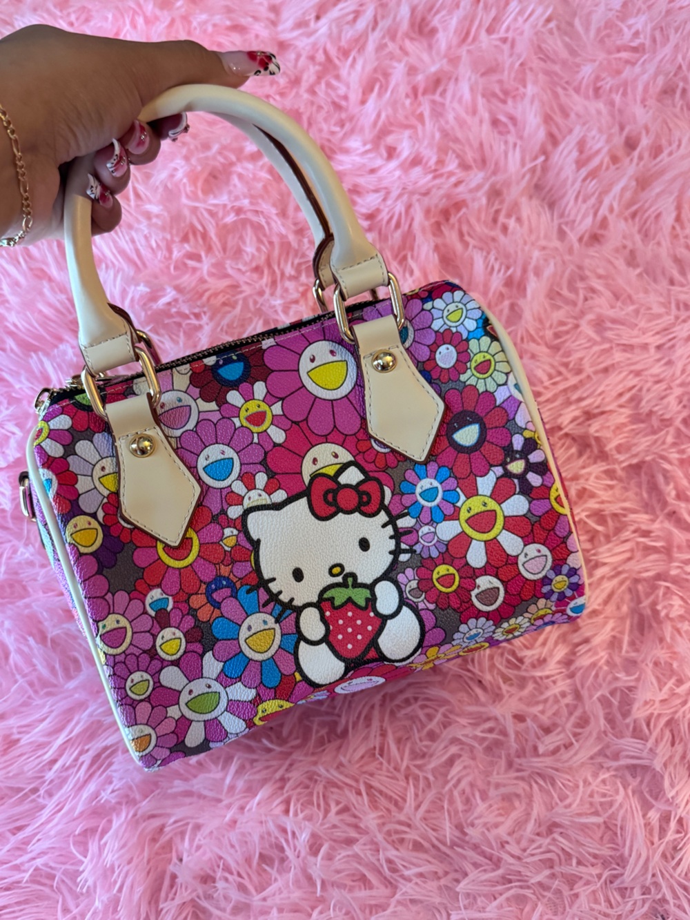Hello Kitty Floral Pink Top-Handle Bag